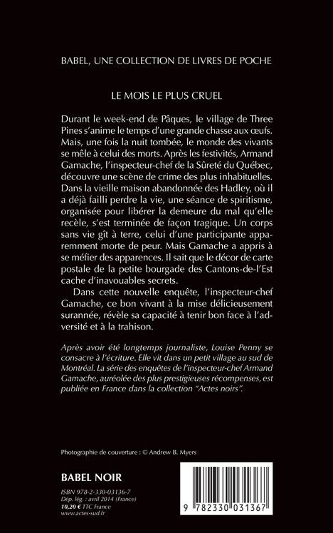 Le mois le plus cruel - Louise Penny, Michel Saint-Germain, Louise Chabalier - ACTES SUD