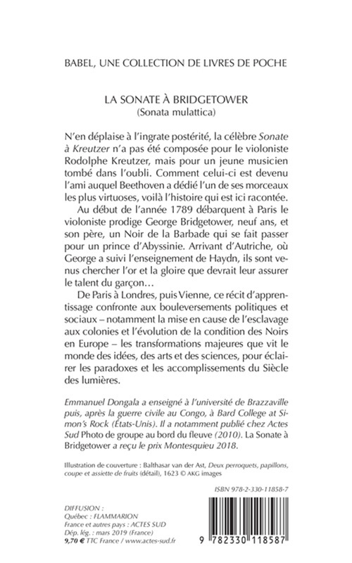 La Sonate à Bridgetower - Emmanuel Dongala, Emmanuel Dongala - ACTES SUD
