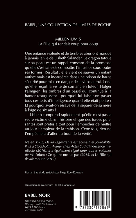 Millénium 5 - La fille qui rendait coup pour coup - David Lagercrantz, Hege Roel rousson, David Lagercrantz, Hege Roel rousson - ACTES SUD