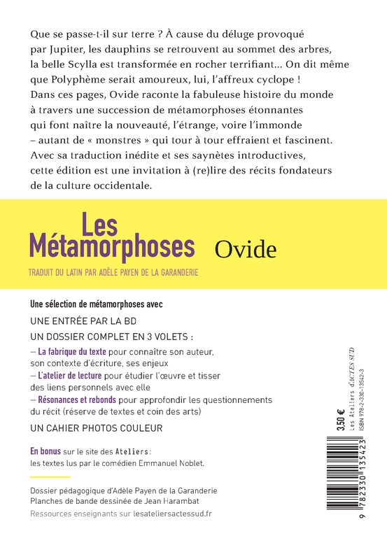 Les Métamorphoses -  OVIDE, Jean Harambat, Adèle Payen de la Garanderie,  OVIDE, Jean Harambat, Adèle Payen de la Garanderie - ACTES SUD
