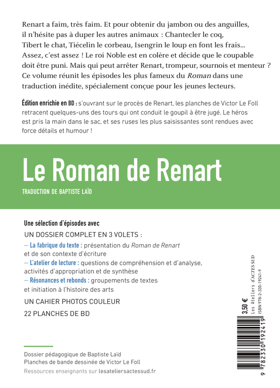 Le Roman de Renart - Victor Le foll, Baptiste Laid,  LAID BAPTISTE,  LAID BAPTISTE, Victor Le foll, Baptiste Laid - ACTES SUD