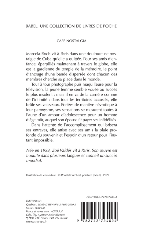 Café nostalgia - Zoé Valdés, Liliane Hasson - ACTES SUD