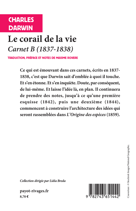 Le corail de la vie - Charles Darwin, Maxime Rovere, Lidia Breda - RIVAGES