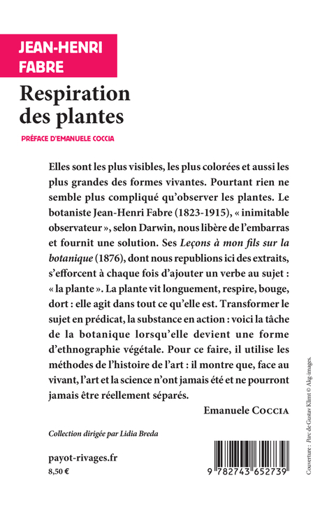 Respiration des plantes - Jean-Henri Fabre, Emanuele Coccia - RIVAGES