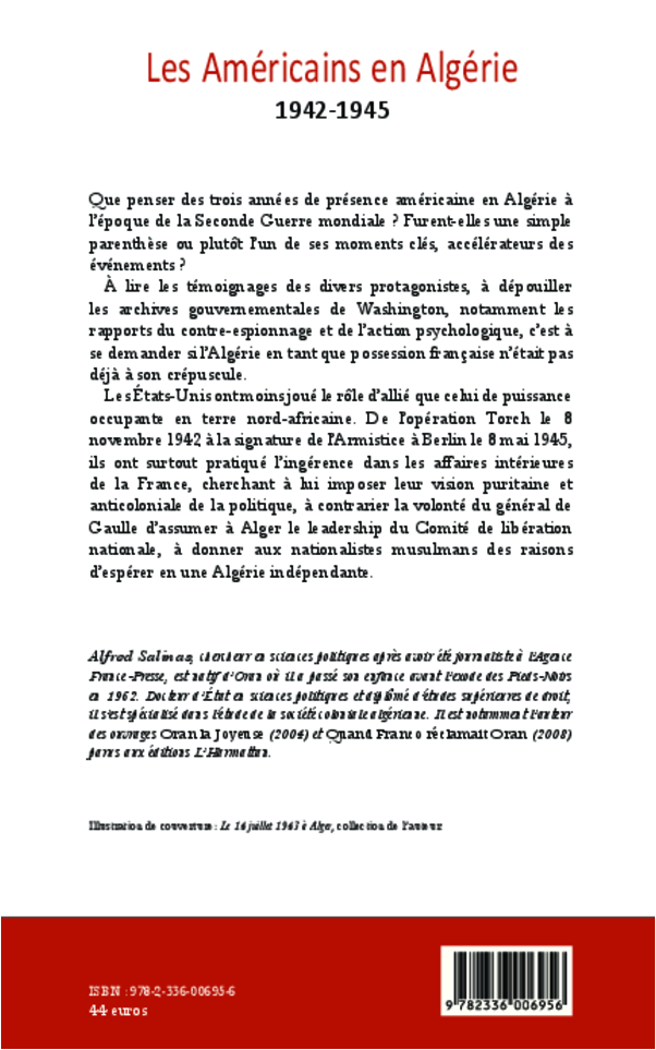 Les Américains en Algérie 1942-1945 - Alfred Salinas, Alfred Salinas Algarra - L'HARMATTAN