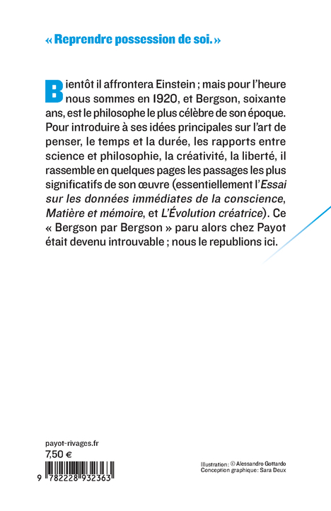 Réflexions sur le temps, l'espace et la vie - Henri Bergson - PAYOT
