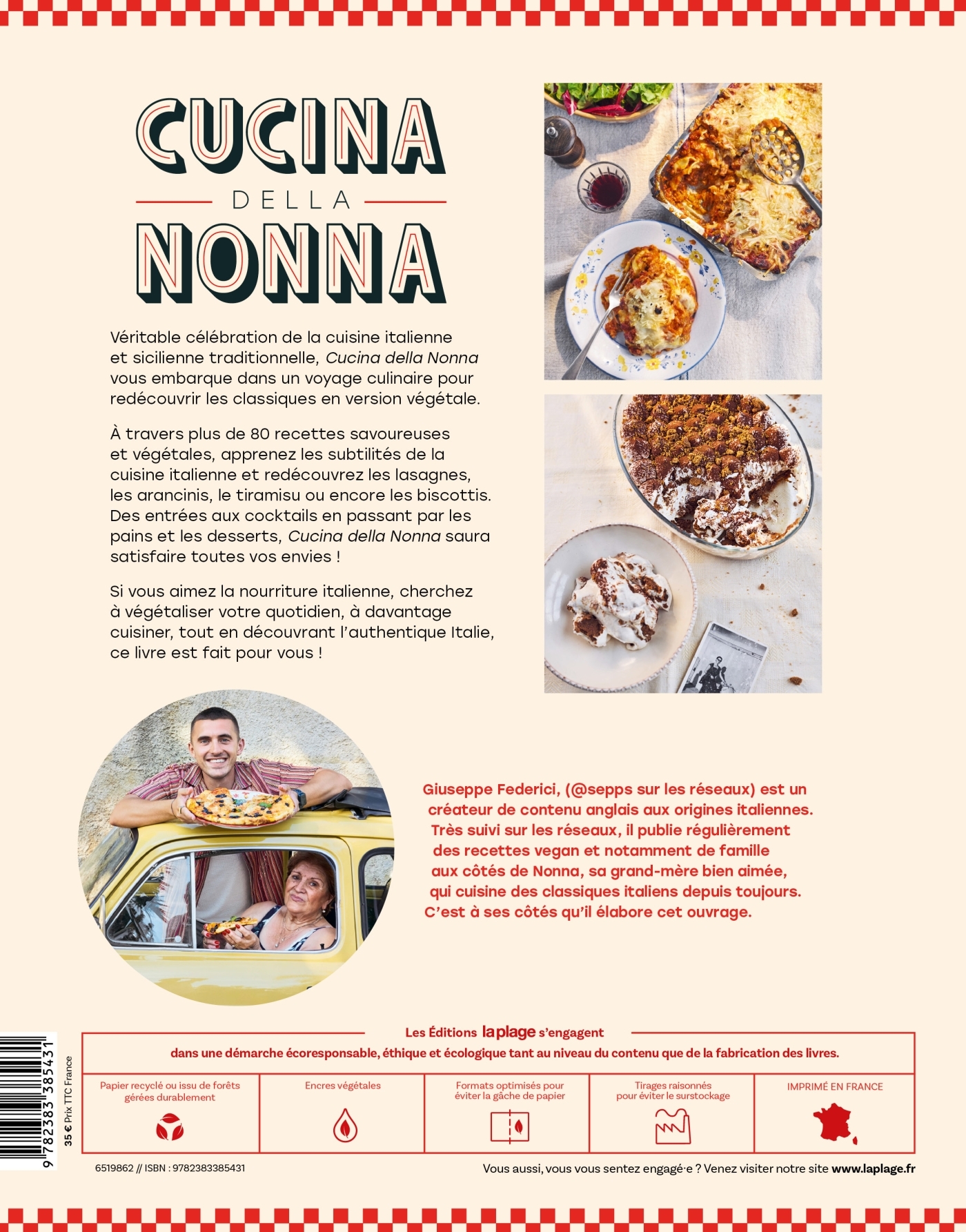 CUCINA DELLA NONNA - LES GRANDS CLASSIQUES DE LA CUISINE ITALIENNE EN VERSION VEGETALE - GIUSEPPE FEDERICI - LA PLAGE