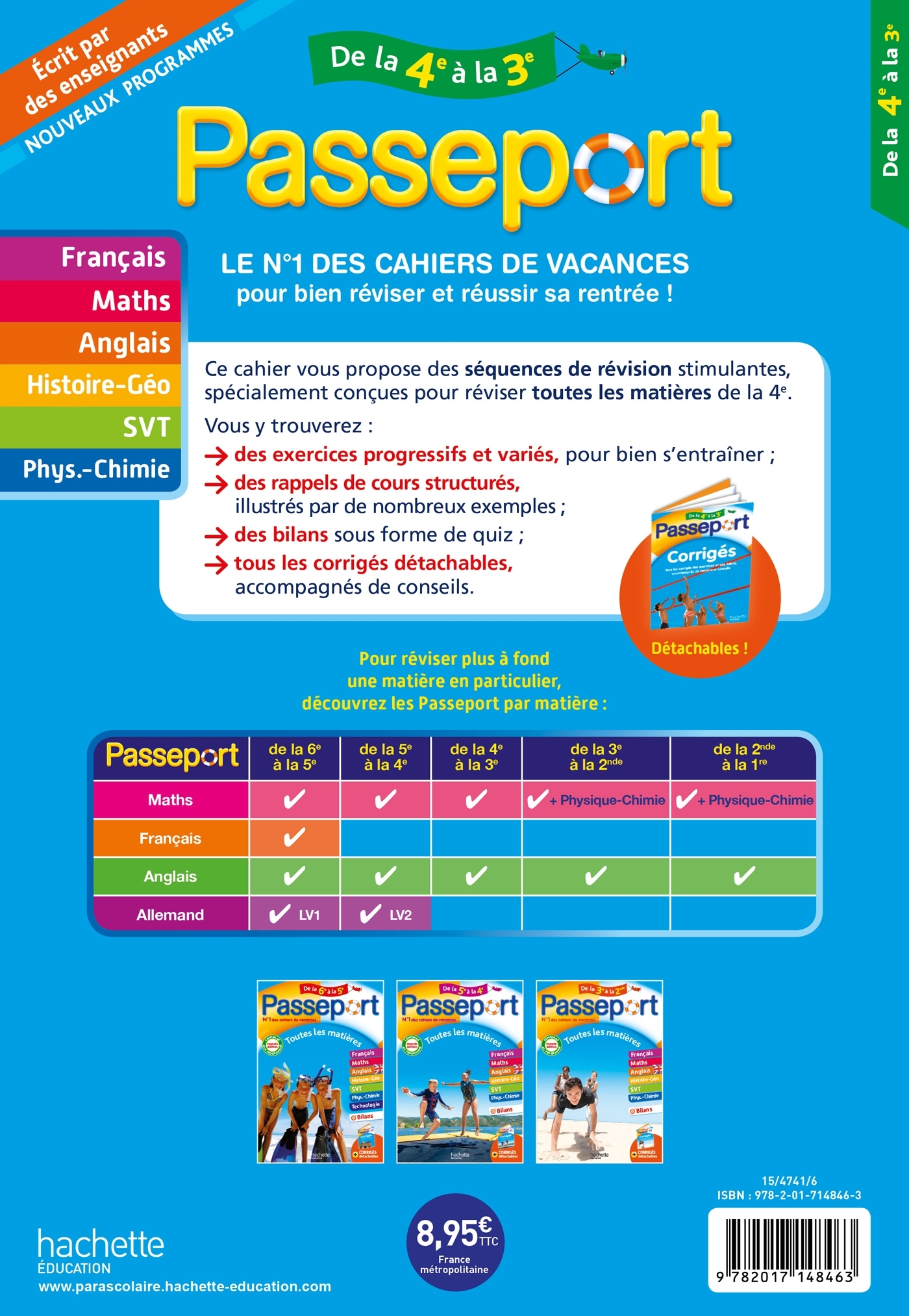 Passeport - Toutes les matières - De la 4e à la 3e - Cahier de vacances 2024 - BONNET/OTTEVAERE - HACHETTE EDUC