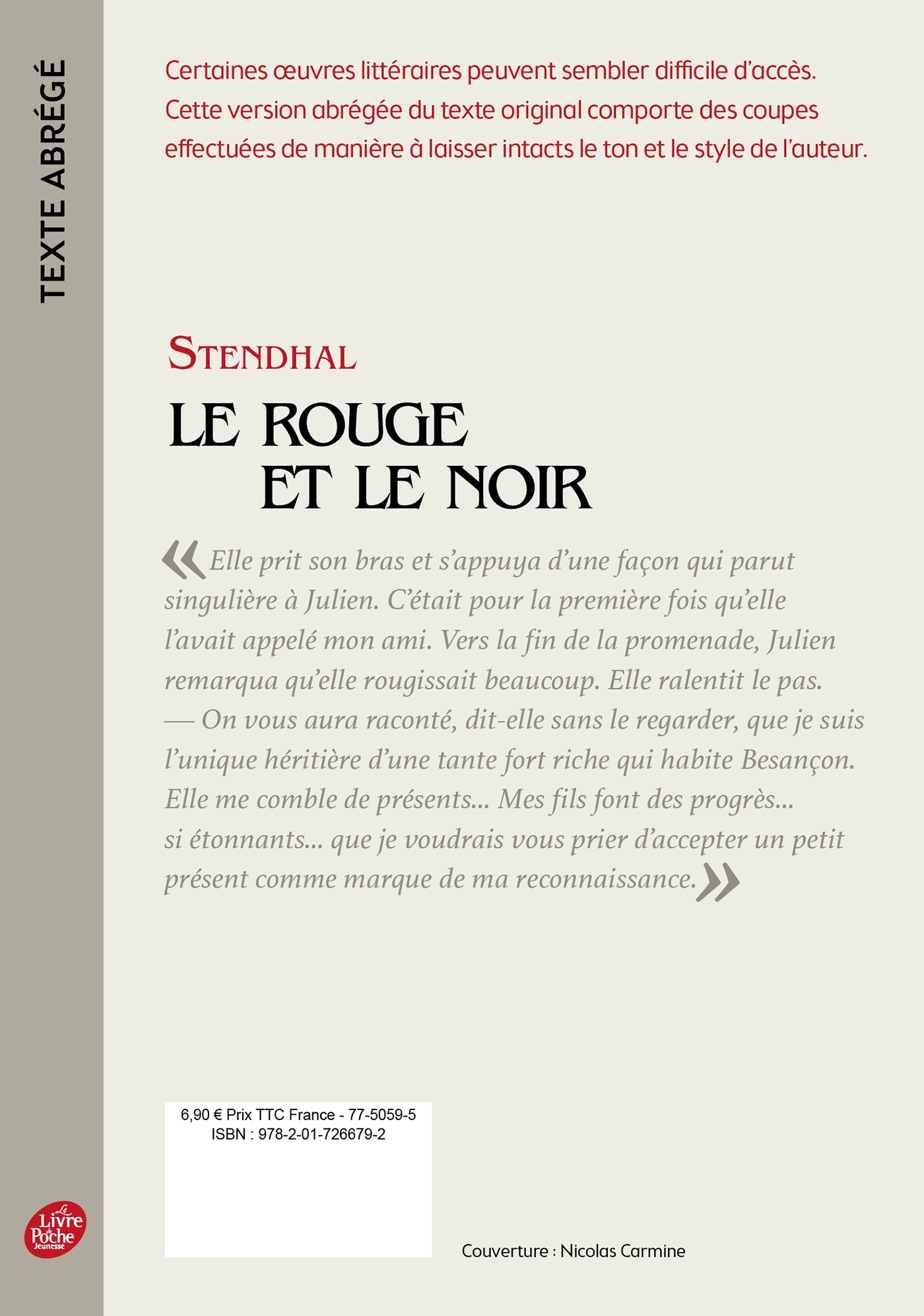 Le Rouge et le Noir - Edition abrégée - STENDHAL - POCHE JEUNESSE